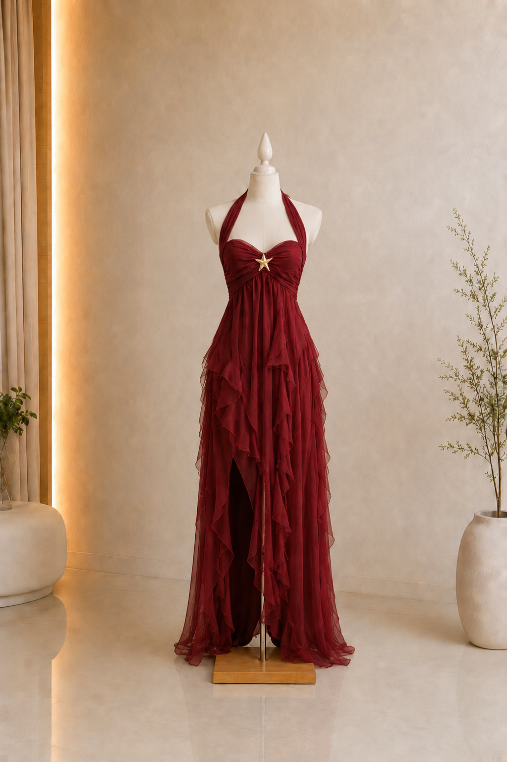 vestido de gasa con estrella de mar